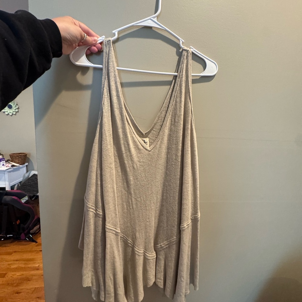 Free People Tan Asymmetrical Tank Top